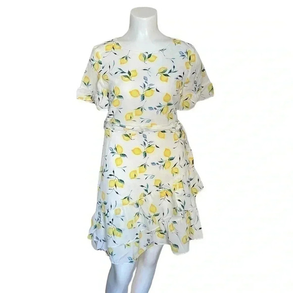 Banana Republic Factory Dresses & Skirts - Banana Republic Frill  Fit-and-Flare white lemon print dress sz 8